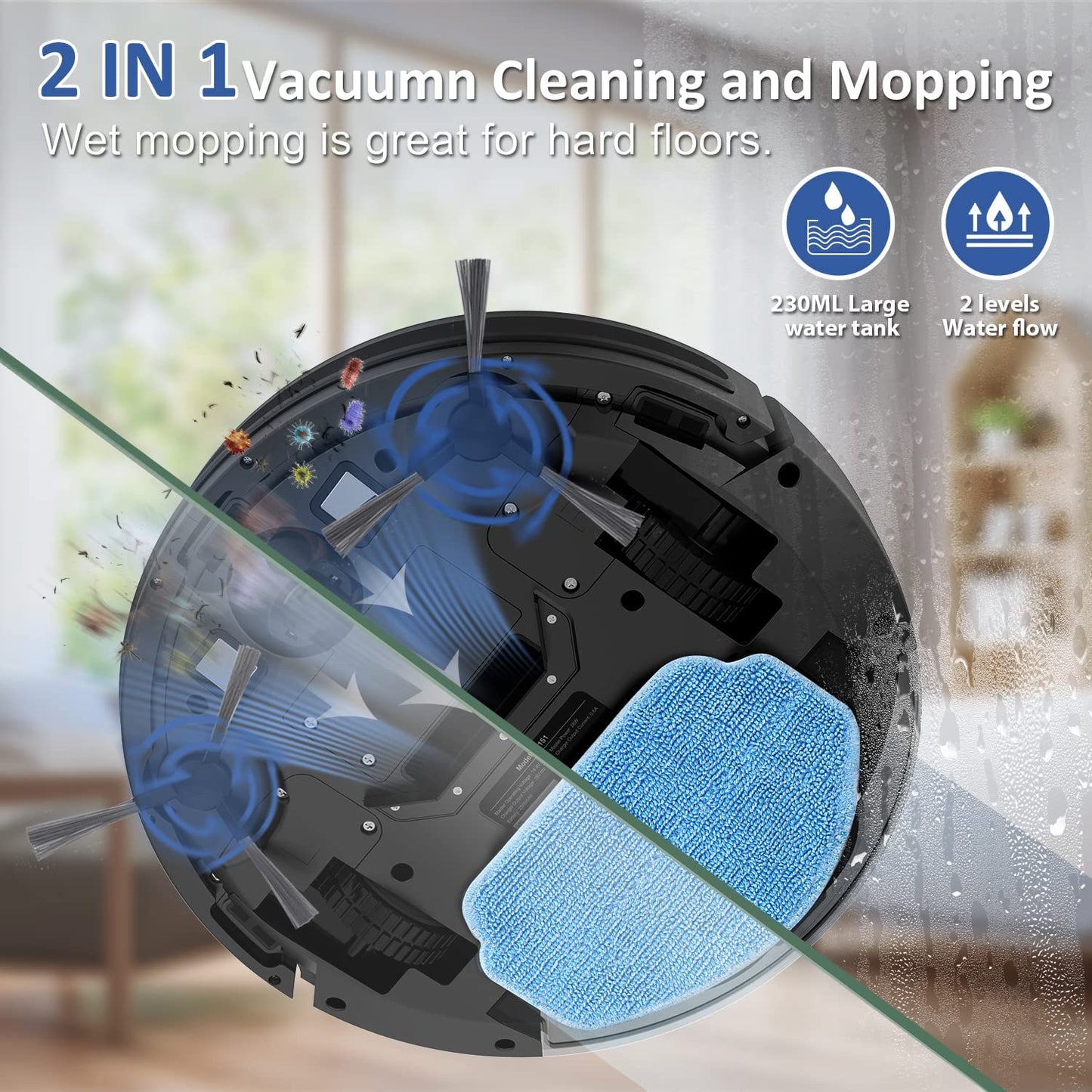 Robot Vaccum and Mop Combo, 2 in 1 Vacuum Cleaning Robot